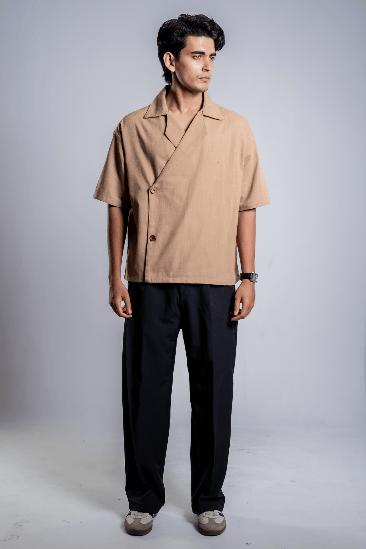 Mad Koffee Shirts Remi Cotton Open Collar Shirt - Beige