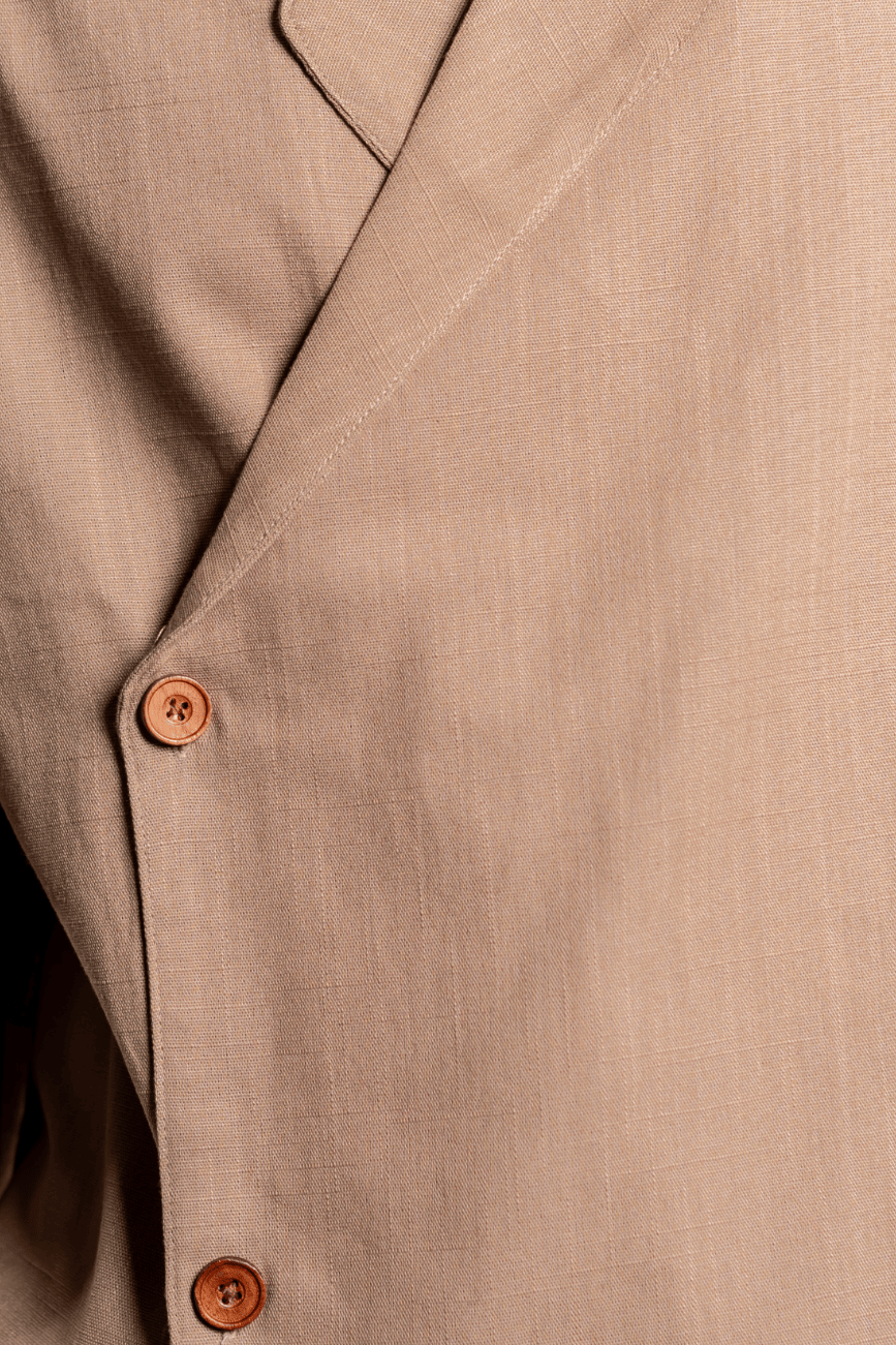 Mad Koffee Shirts Remi Cotton Open Collar Shirt - Beige