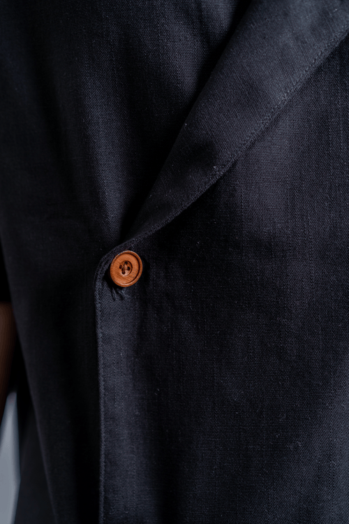 Load image 1 in gallery view. Mad Koffee Shirts Remi Cotton Open Collar Shirt - Black