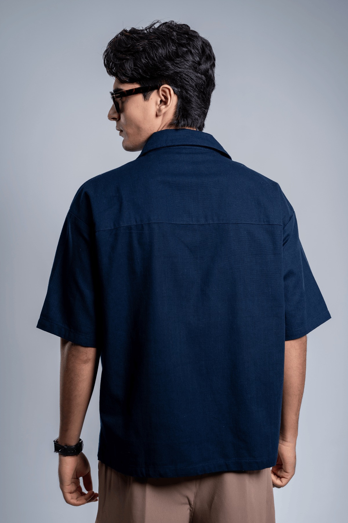 Mad Koffee Shirts Remi Cotton Open Collar Shirt - Blueberry Jam
