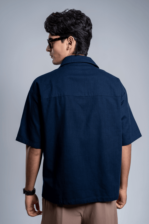 Load image 1 in gallery view. Mad Koffee Shirts Remi Cotton Open Collar Shirt - Blueberry Jam