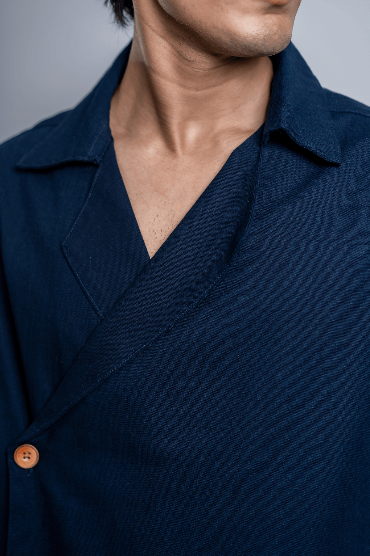 Mad Koffee Shirts Remi Cotton Open Collar Shirt - Blueberry Jam