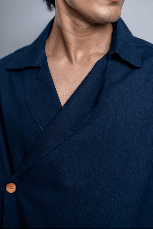 Load image 1 in gallery view. Mad Koffee Shirts Remi Cotton Open Collar Shirt - Blueberry Jam