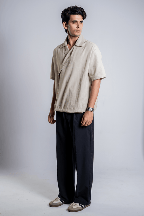 Load image 1 in gallery view. Mad Koffee Shirts Remi Cotton Open Collar Shirt - Muted Taupe