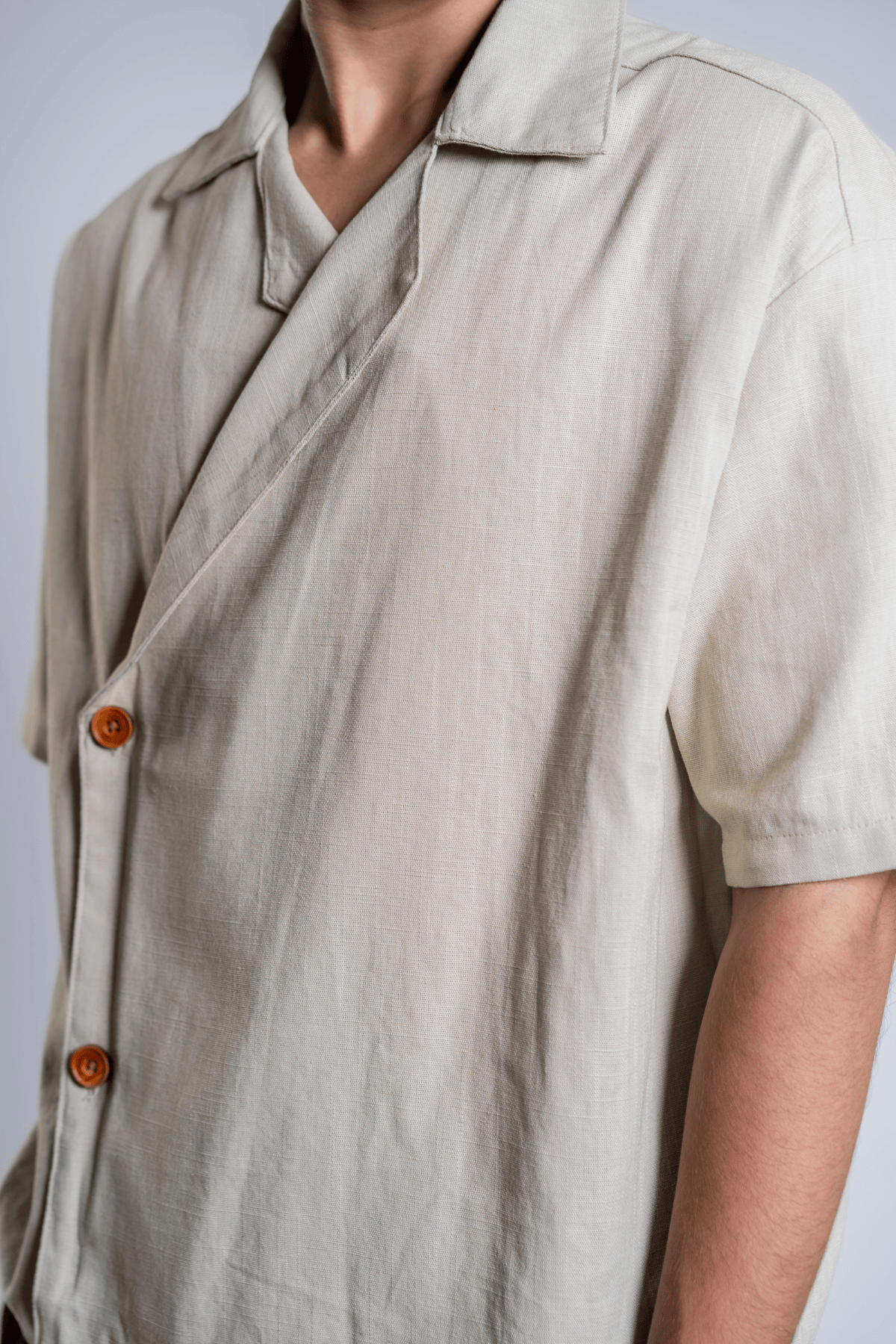 Mad Koffee Shirts Remi Cotton Open Collar Shirt - Muted Taupe