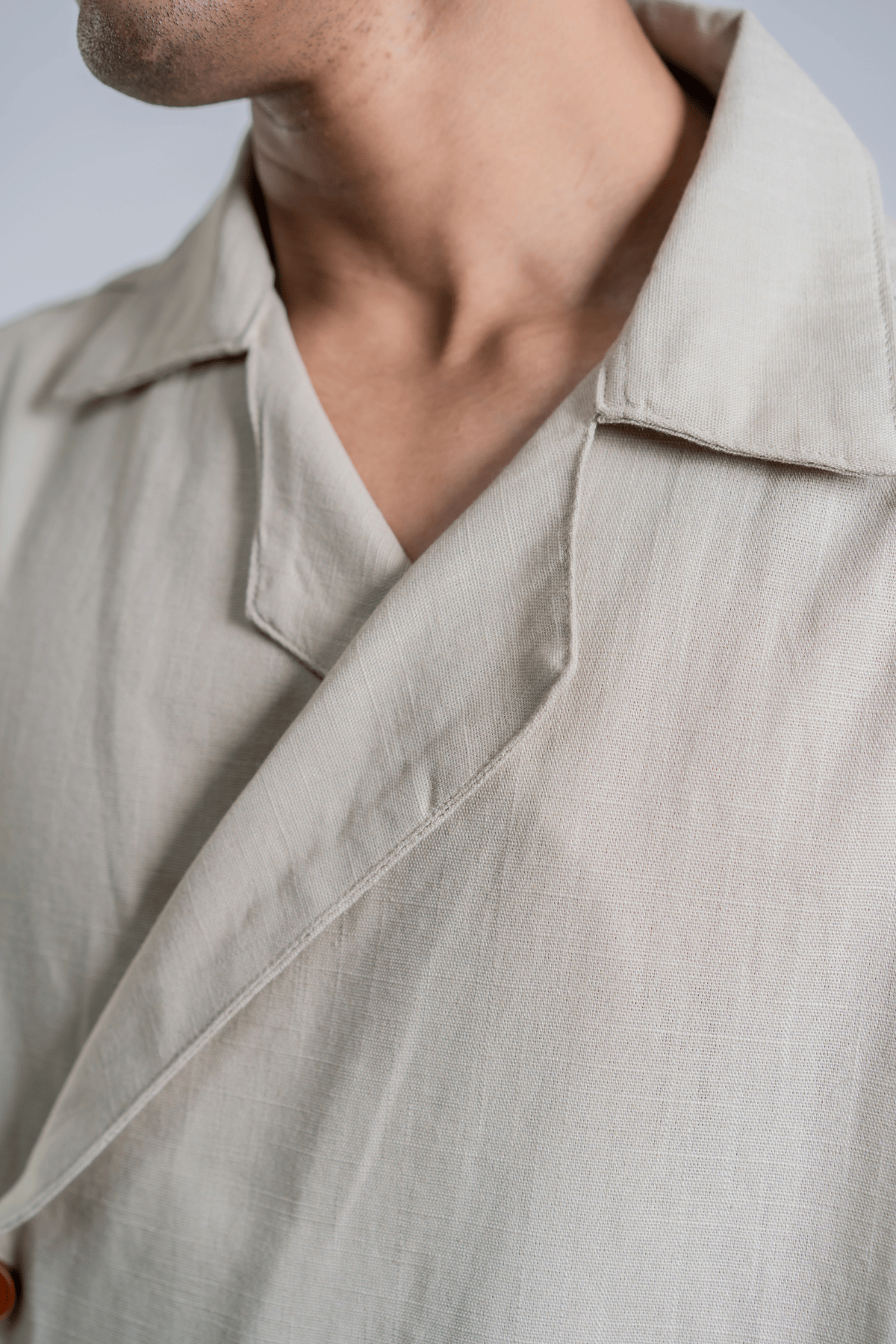 Mad Koffee Shirts Remi Cotton Open Collar Shirt - Muted Taupe