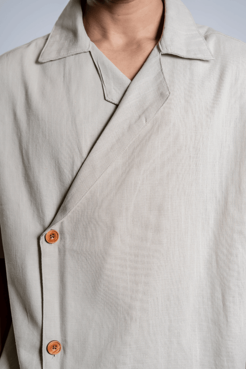 Load image 1 in gallery view. Mad Koffee Shirts Remi Cotton Open Collar Shirt - Muted Taupe