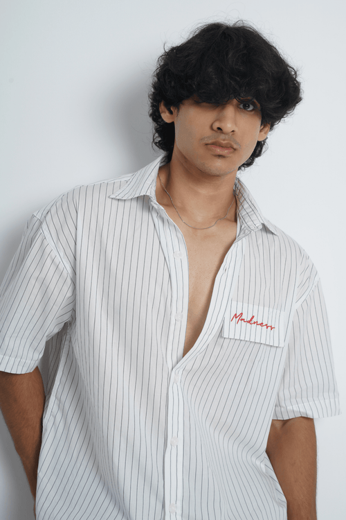 Load image 1 in gallery view. Mad Koffee Shirts White & Black Pinstripe