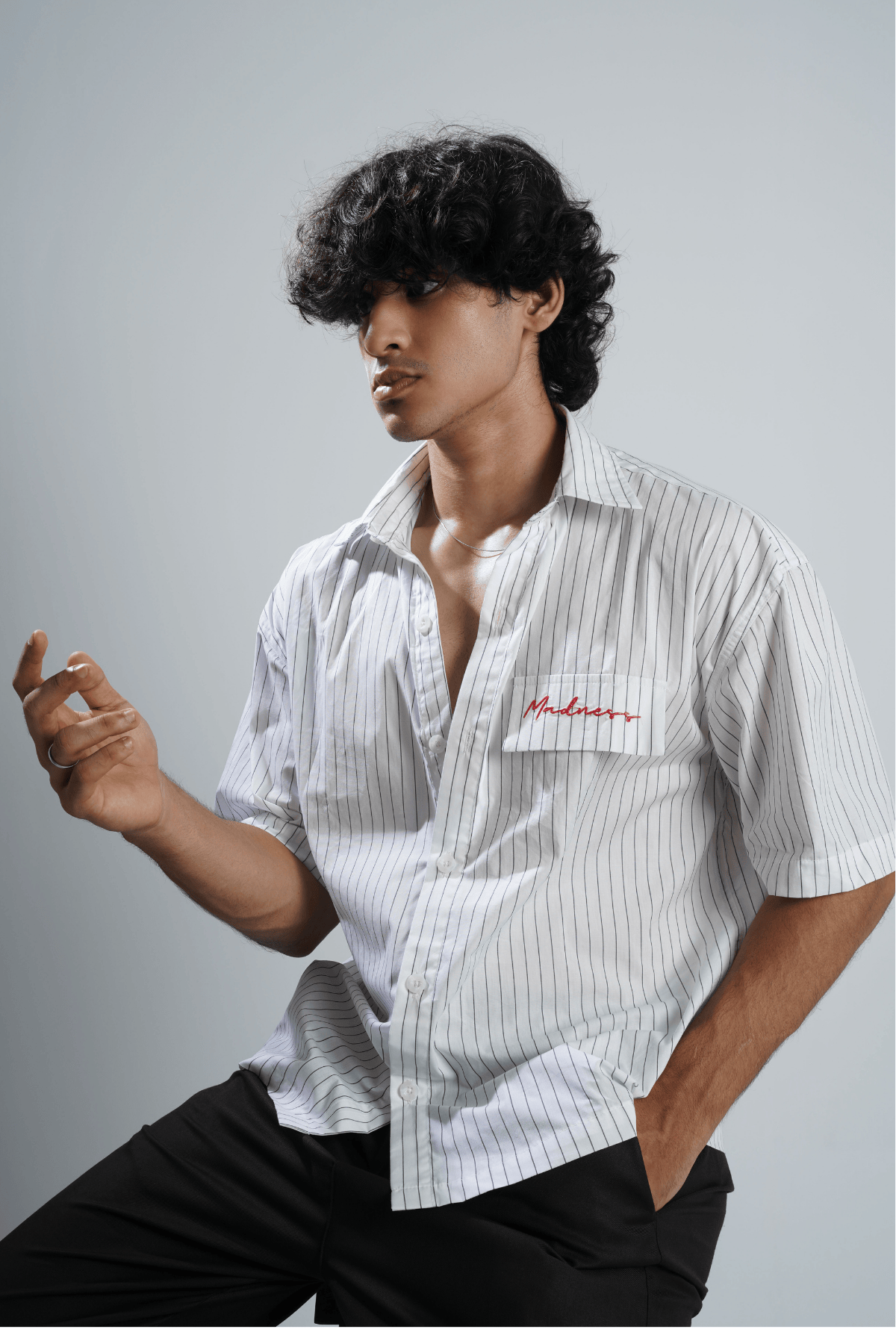 Mad Koffee Shirts White & Black Pinstripe