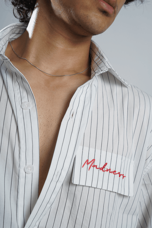 Load image 1 in gallery view. Mad Koffee Shirts White & Black Pinstripe