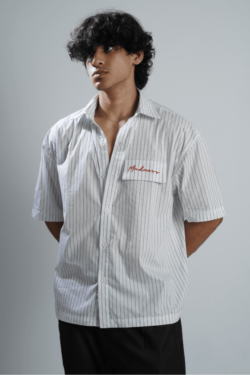 Load image 1 in gallery view. Mad Koffee Shirts White & Black Pinstripe