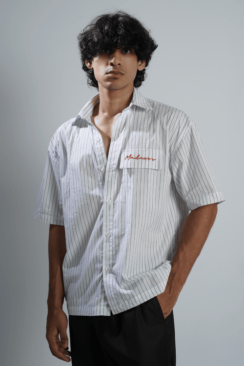 Load image 1 in gallery view. Mad Koffee Shirts White & Black Pinstripe