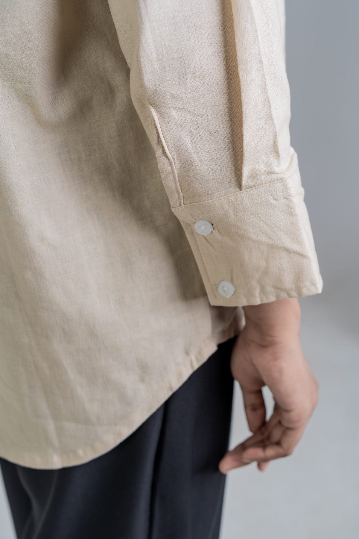Mad Koffee Shirts Women’s V-Neck Long Shirt – Beige