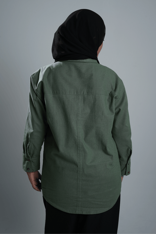 Load image 1 in gallery view. Mad Koffee Shirts Women’s V-Neck Long Shirt - Bottle Green