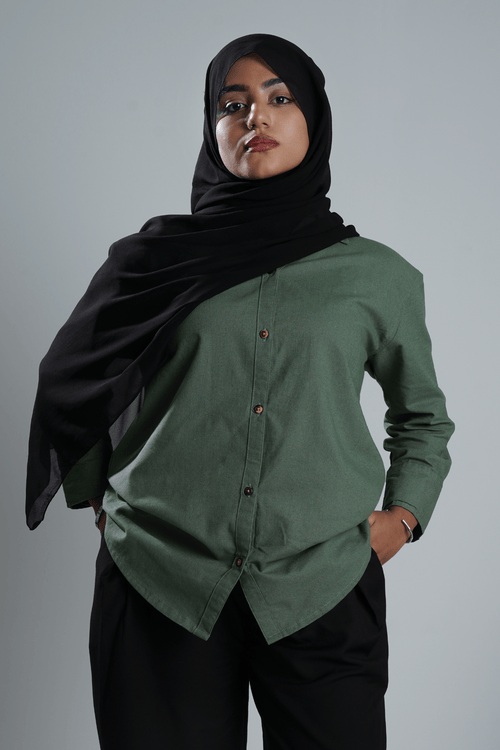 Load image 1 in gallery view. Mad Koffee Shirts Women’s V-Neck Long Shirt - Bottle Green