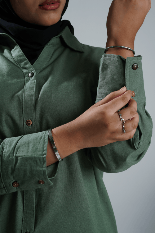 Load image 1 in gallery view. Mad Koffee Shirts Women’s V-Neck Long Shirt - Bottle Green
