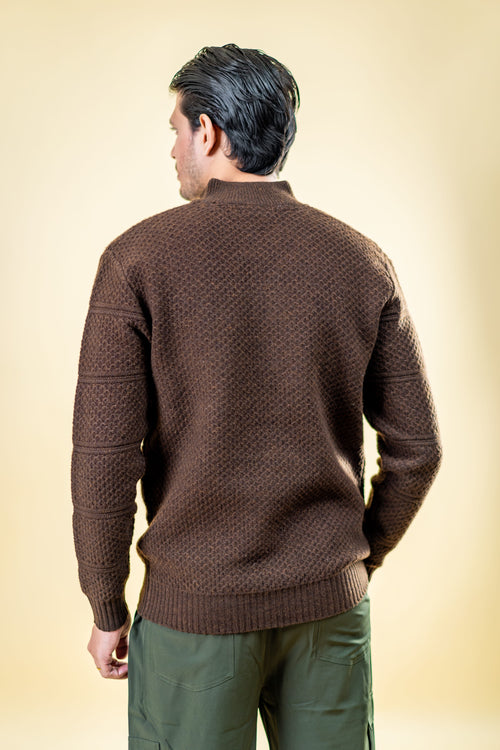 Load image 1 in gallery view. Mad Koffee Sweater Polyamide Half-Zip Sweater: Coffee