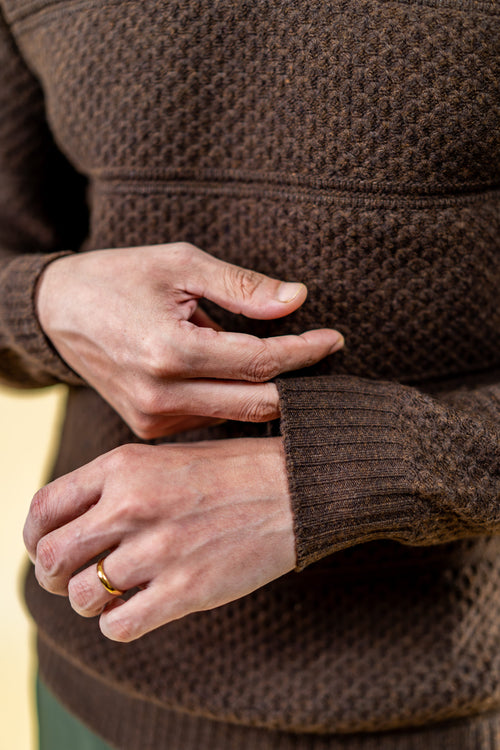 Load image 1 in gallery view. Mad Koffee Sweater Polyamide Half-Zip Sweater: Coffee