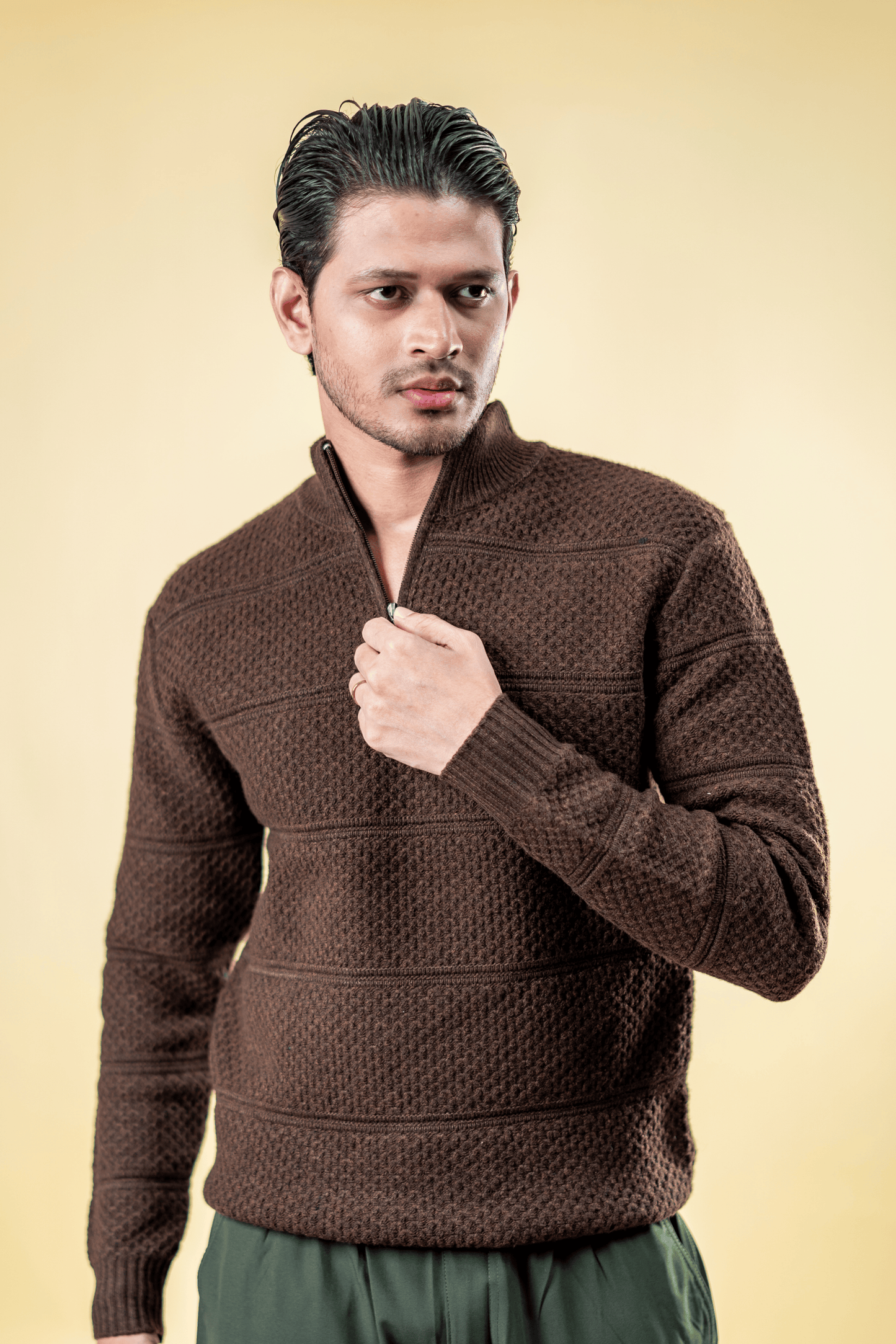Mad Koffee Sweater Polyamide Half-Zip Sweater: Coffee