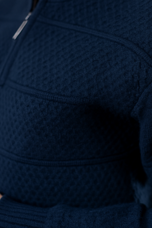 Load image 1 in gallery view. Mad Koffee Sweater Polyamide Half-Zip Sweater: Navy Blue