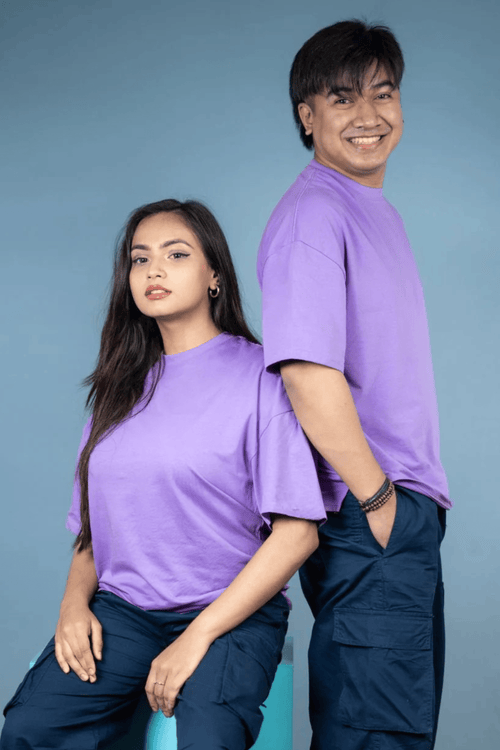 Load image 1 in gallery view. Mad Koffee T-shirt Oversized Drop Shoulder T-Shirt – Lavender