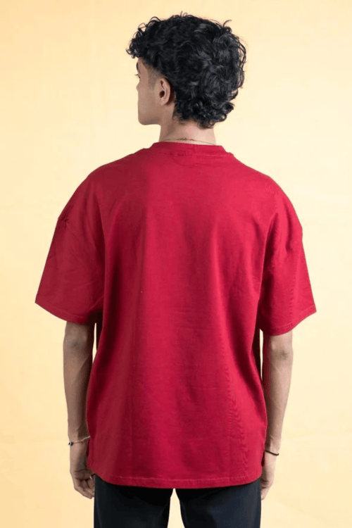 Load image 1 in gallery view. Mad Koffee T-shirt Oversized Drop Shoulder T-Shirt – Maroon