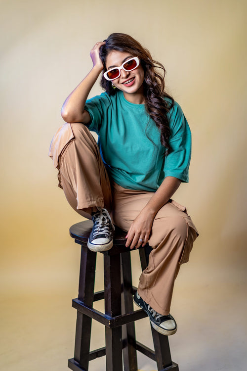 Load image 1 in gallery view. Mad Koffee T-shirt Oversized Drop Shoulder T-Shirt – Pastel Green