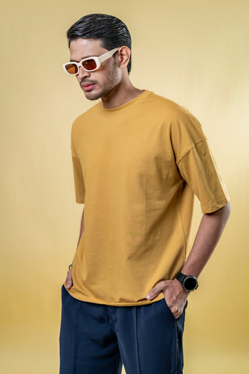 Load image 1 in gallery view. Mad Koffee T-shirt Oversized Drop Shoulder T-Shirt – Warm Nude