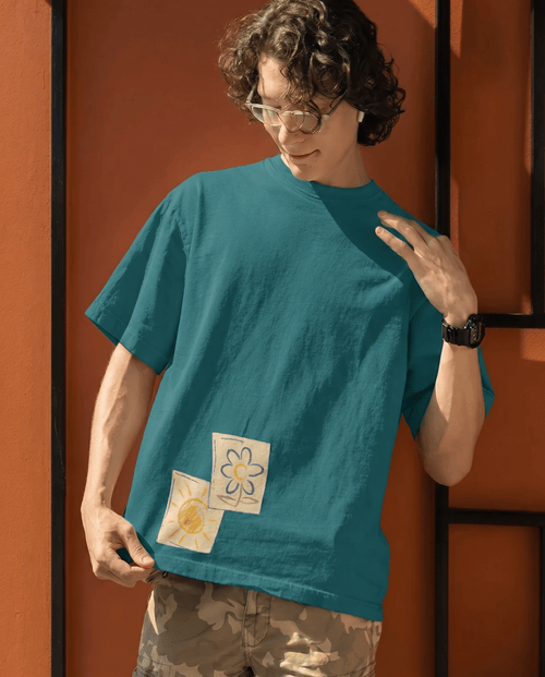 Load image 1 in gallery view. Mad Koffee T-Shirts Daisy & Sun Oversized Drop Shoulder T-Shirt