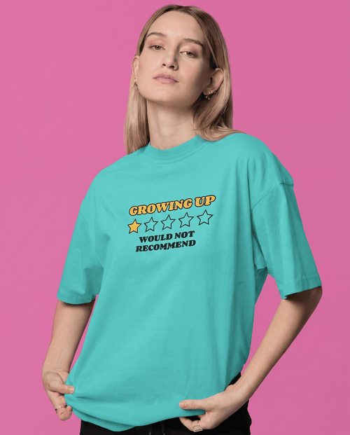Load image 1 in gallery view. Mad Koffee T-Shirts Pastel Green / 2XL Growing Up – Oversized Drop Shoulder T-Shirt
