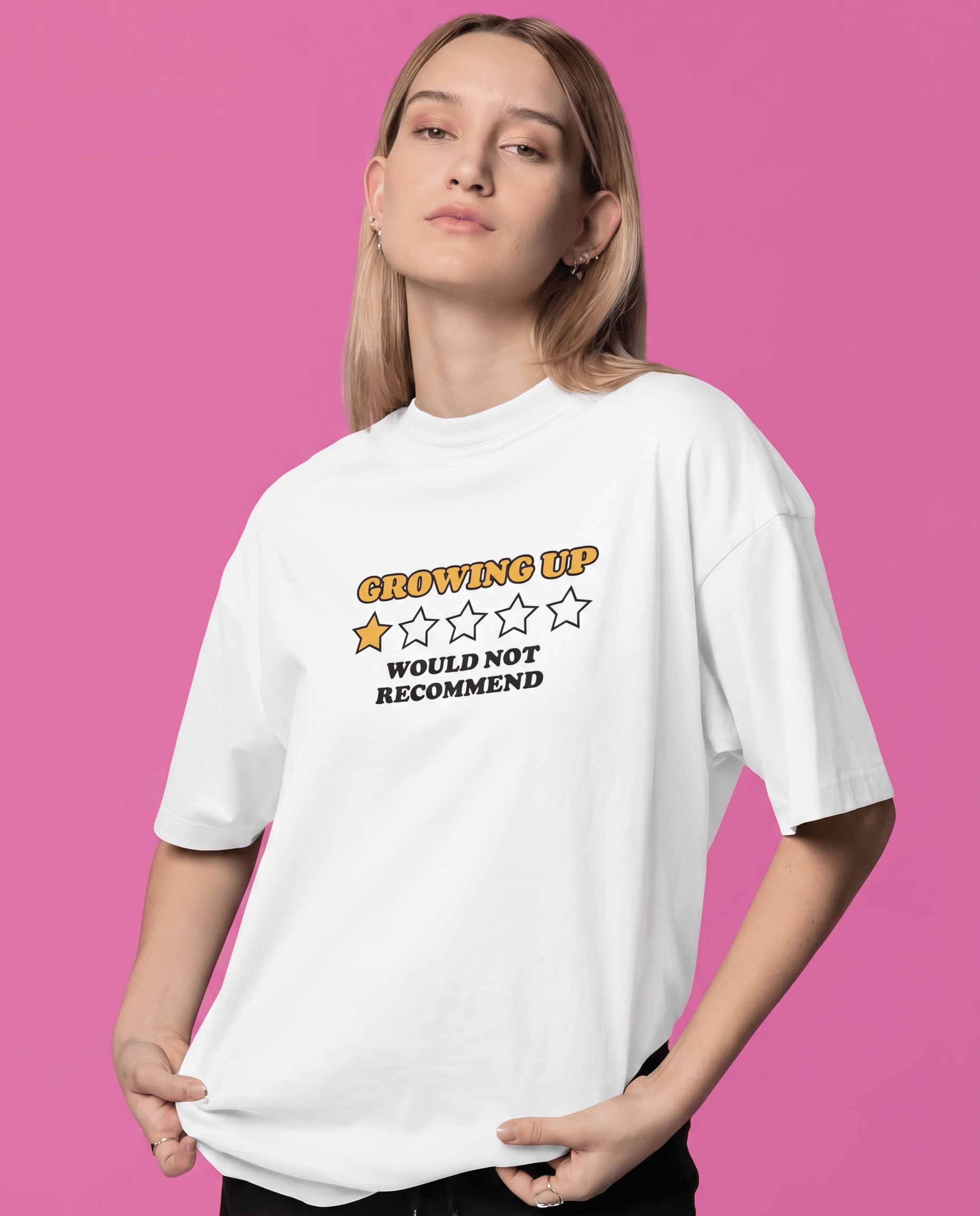 Mad Koffee T-Shirts White / 2XL Growing Up – Oversized Drop Shoulder T-Shirt