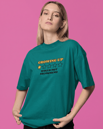 Mad Koffee T-Shirts Teal Green / 2XL Growing Up – Oversized Drop Shoulder T-Shirt