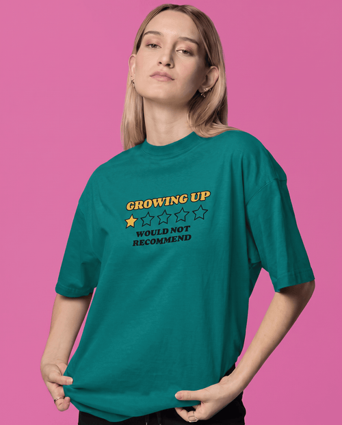 Load image 1 in gallery view. Mad Koffee T-Shirts Teal Green / 2XL Growing Up – Oversized Drop Shoulder T-Shirt