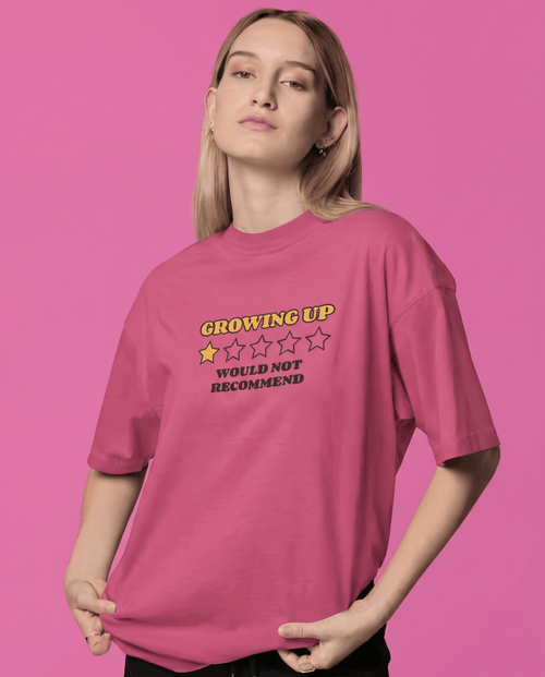 Load image 1 in gallery view. Mad Koffee T-Shirts Rose / 2XL Growing Up – Oversized Drop Shoulder T-Shirt