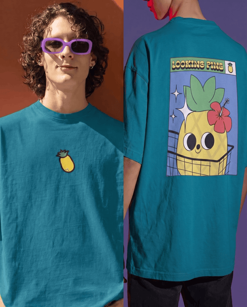 Load image 1 in gallery view. Mad Koffee T-Shirts Teal Green / 2XL You're fineapple – Oversized Drop Shoulder T-Shirt
