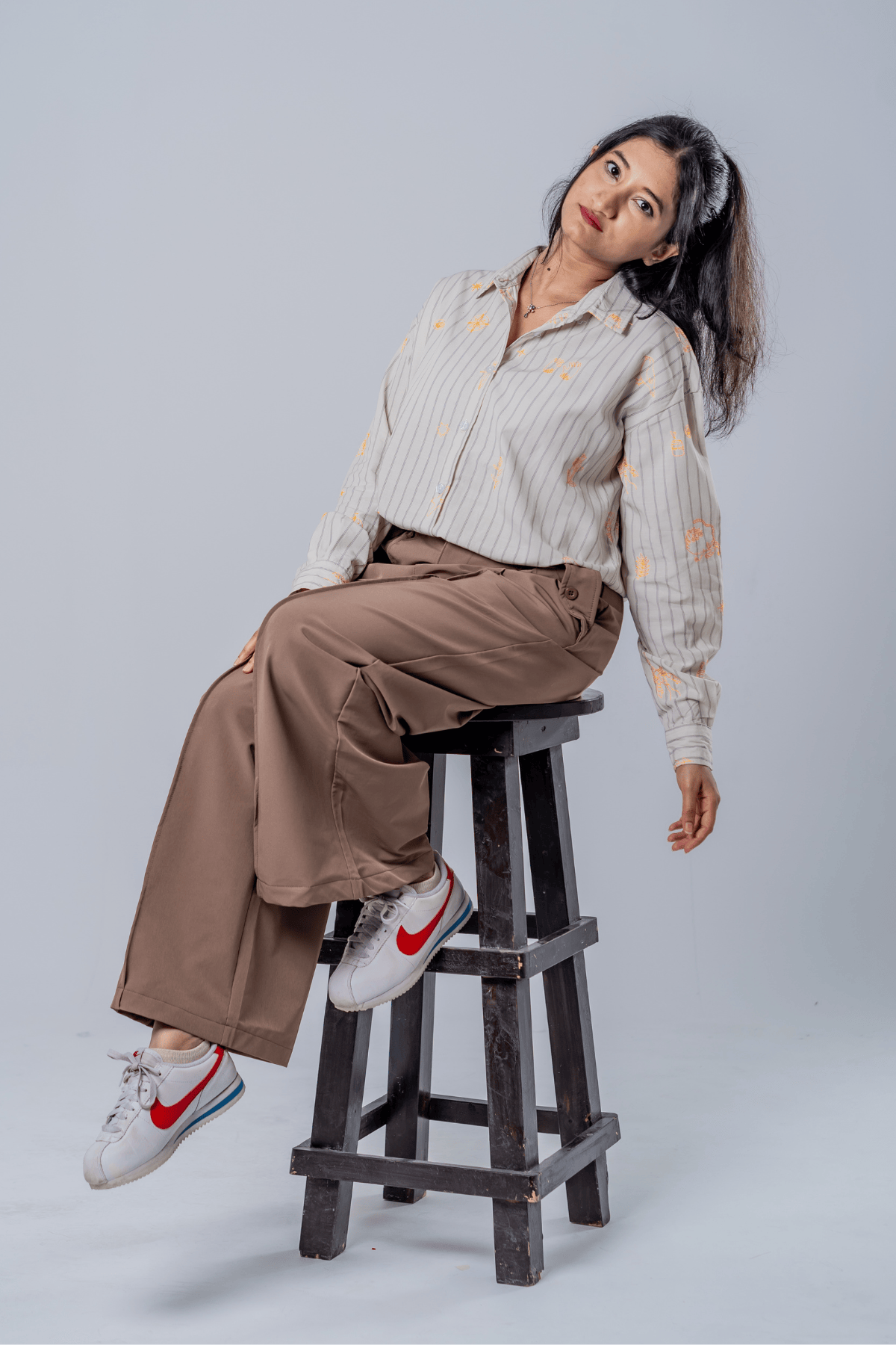 Mad Koffee The Cartographer Embroidered Striped Shirt