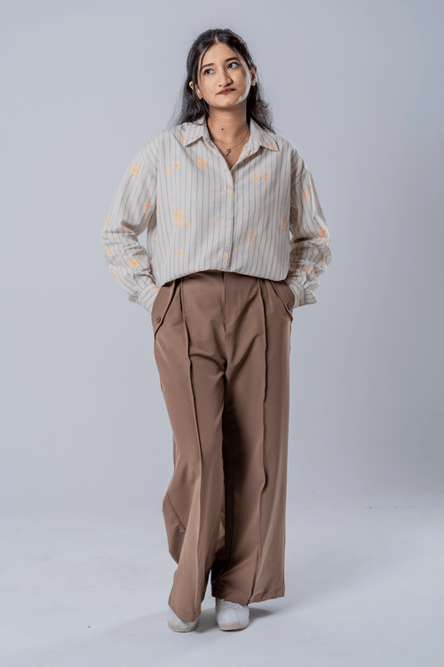 Load image 1 in gallery view. Mad Koffee The Cartographer Embroidered Striped Shirt