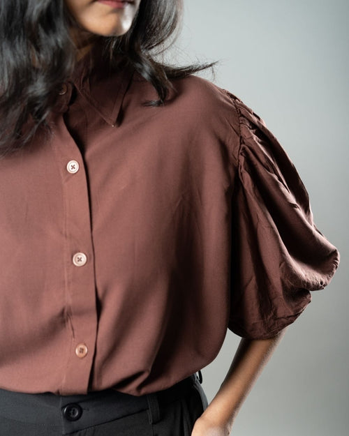 Load image 1 in gallery view. Mad Koffee Tops Airy Drapes Shirt Top for Women – Rust