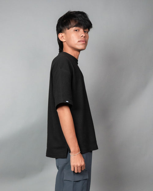 Load image 1 in gallery view. Mad Koffee Waffle Round Neck T-shirt- Black
