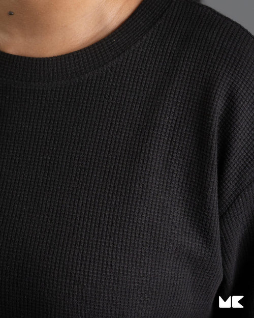 Load image 1 in gallery view. Mad Koffee Women Actual Cropped Oversized T-shirt- BLACK