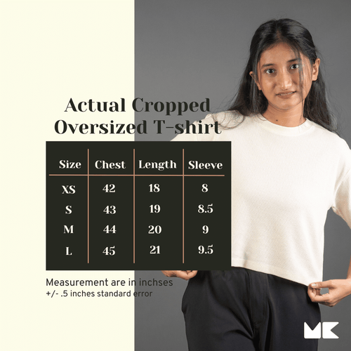 Load image 1 in gallery view. Mad Koffee Women Actual Cropped Oversized T-shirt- OFF WHITE