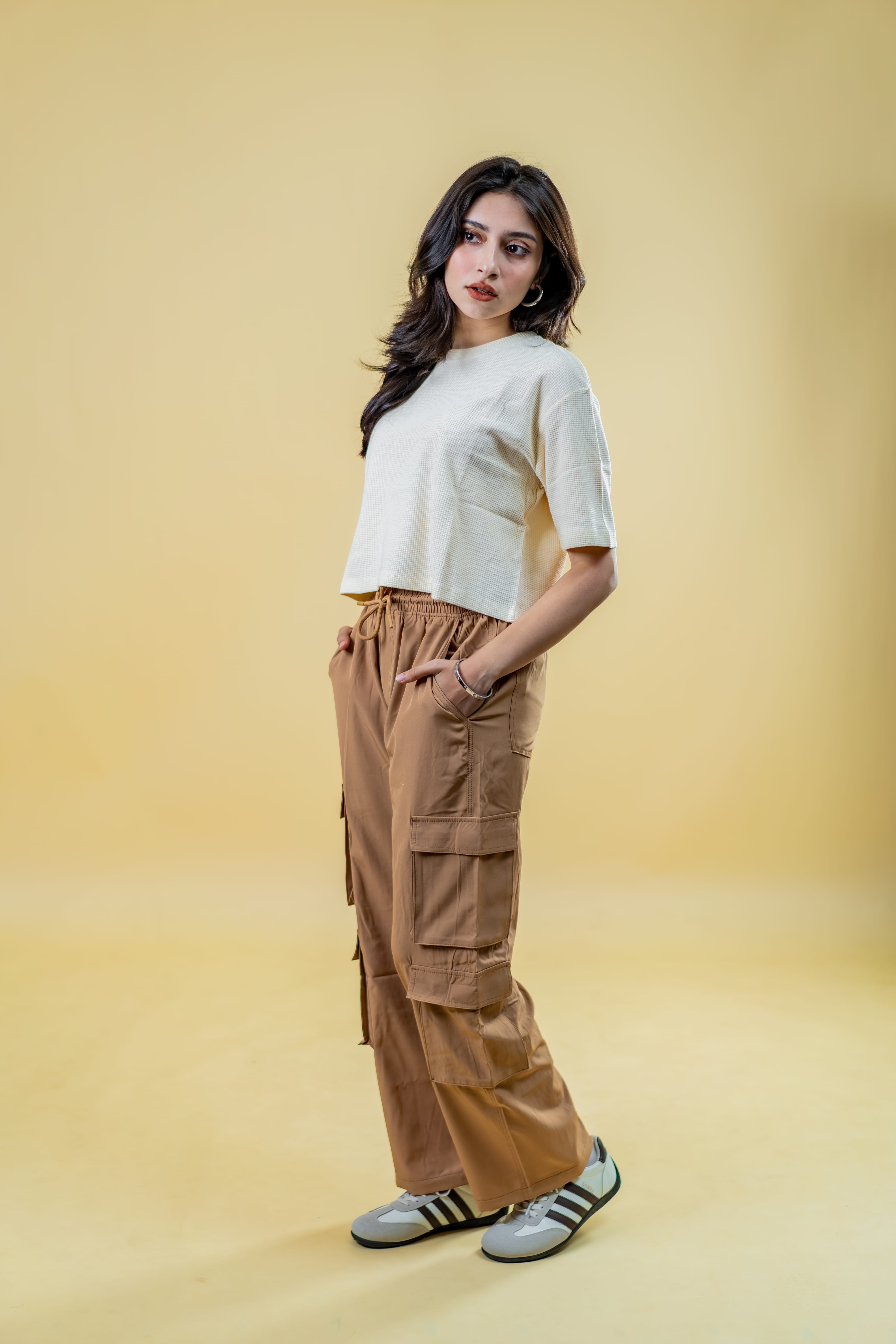 Mad Koffee Women Actual Cropped Oversized T-shirt- OFF WHITE