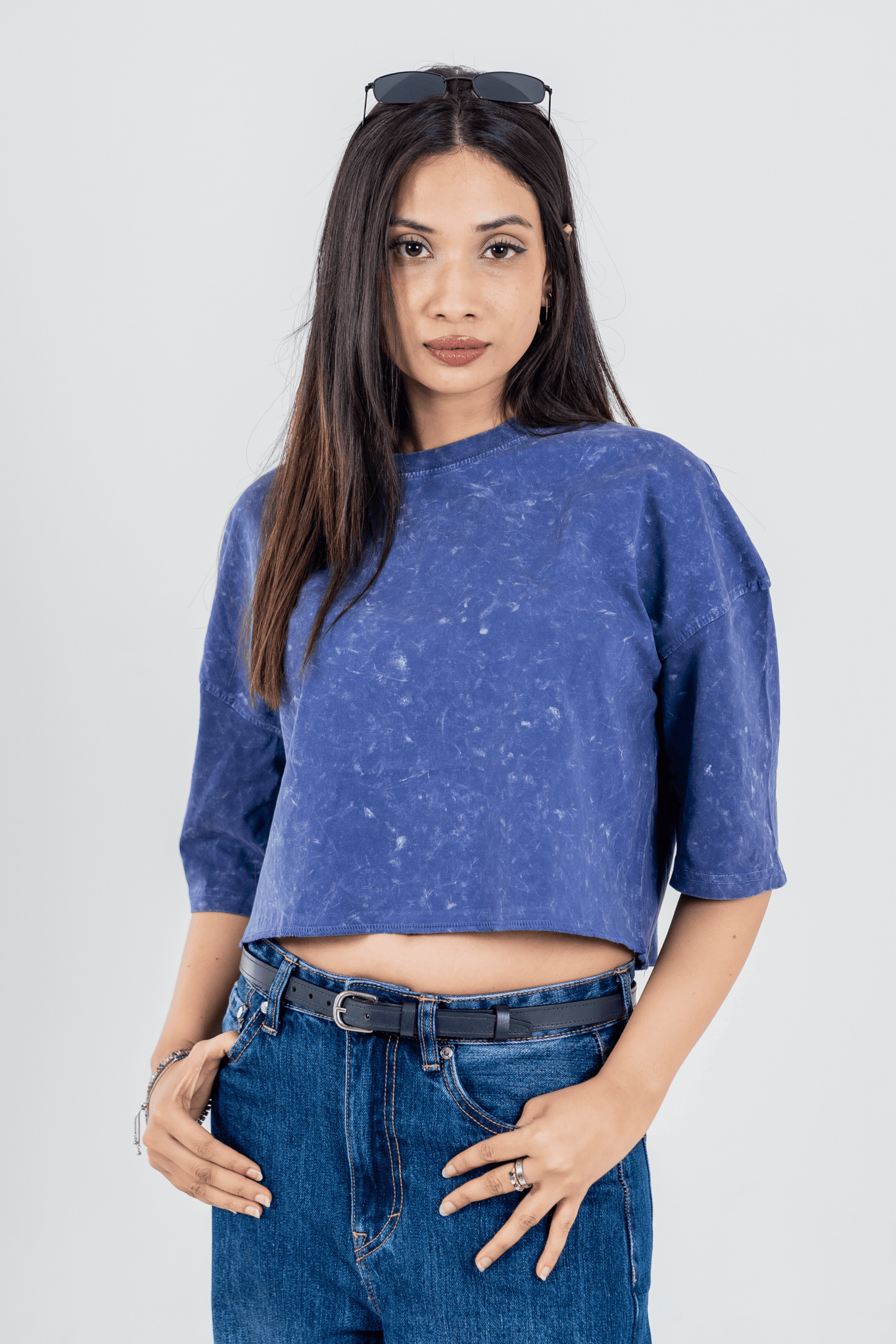 Mad Koffee Women’s Short Pour Acid Wash Tee  – Indigo Brew